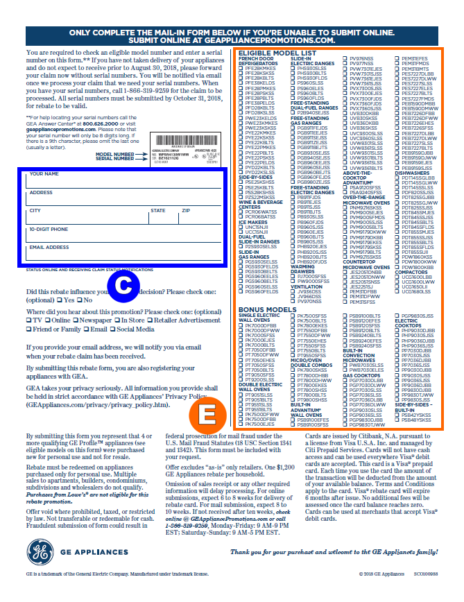 Ge Appliance Rebate Forms