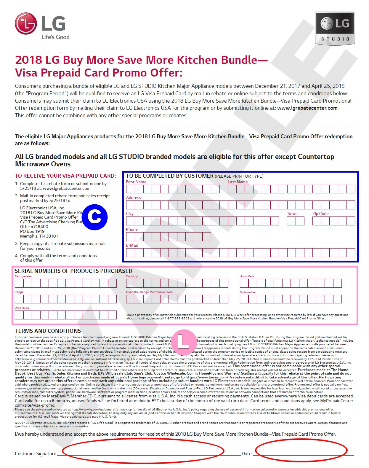 Appliance Rebate Form Fill Out Model Serial Numbers