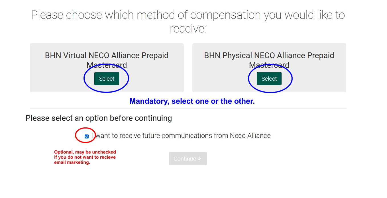 Neco Alliance Rebate Program Code 1704256ge