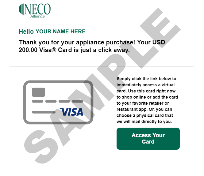BigCentric Appliances NECO Rebate Help Information