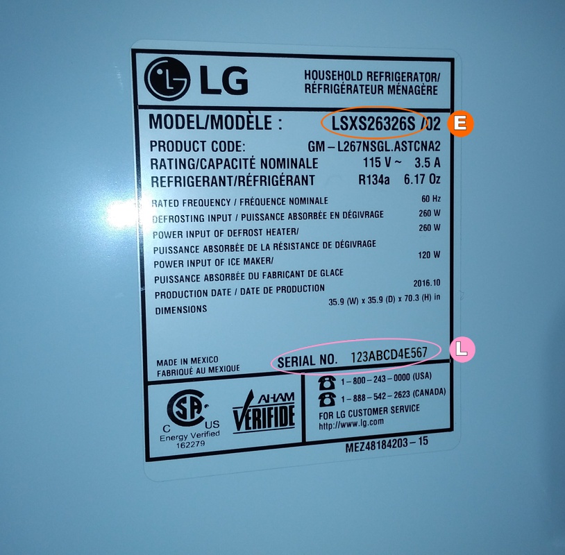 16++ Lg lsxs26326s serial number location information